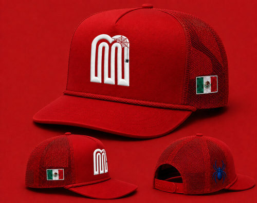 Red Mexico Spider-Trucker Hat