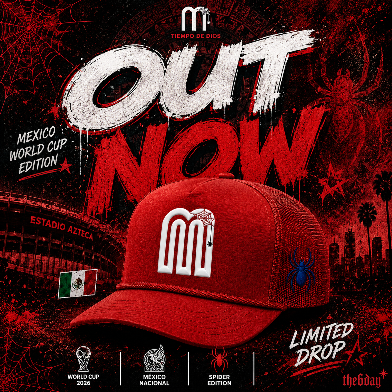 Red Mexico Spider-Trucker Hat